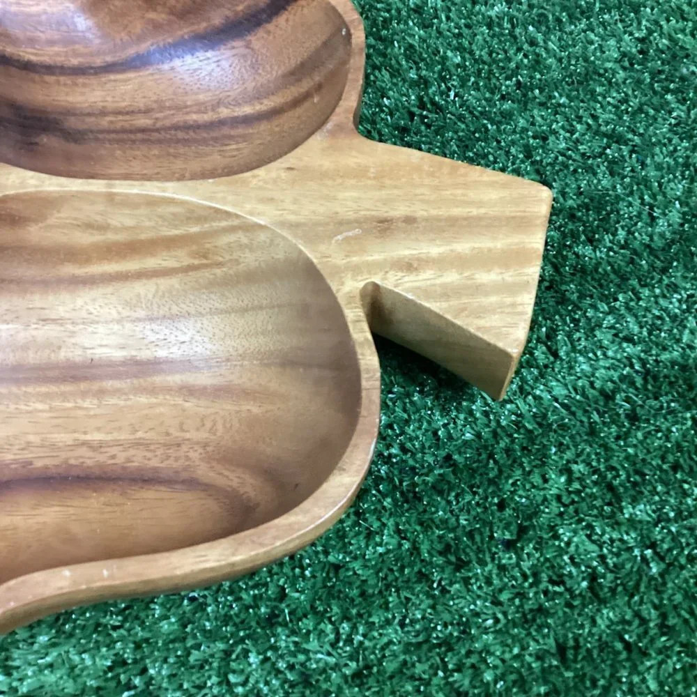 Vintage Monkey Pod Wooden Leaf Bowl